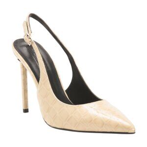 TONY BIANCO Beige Croc. Embossed Leather Asti Slingback Heeled Sandal US 6.5